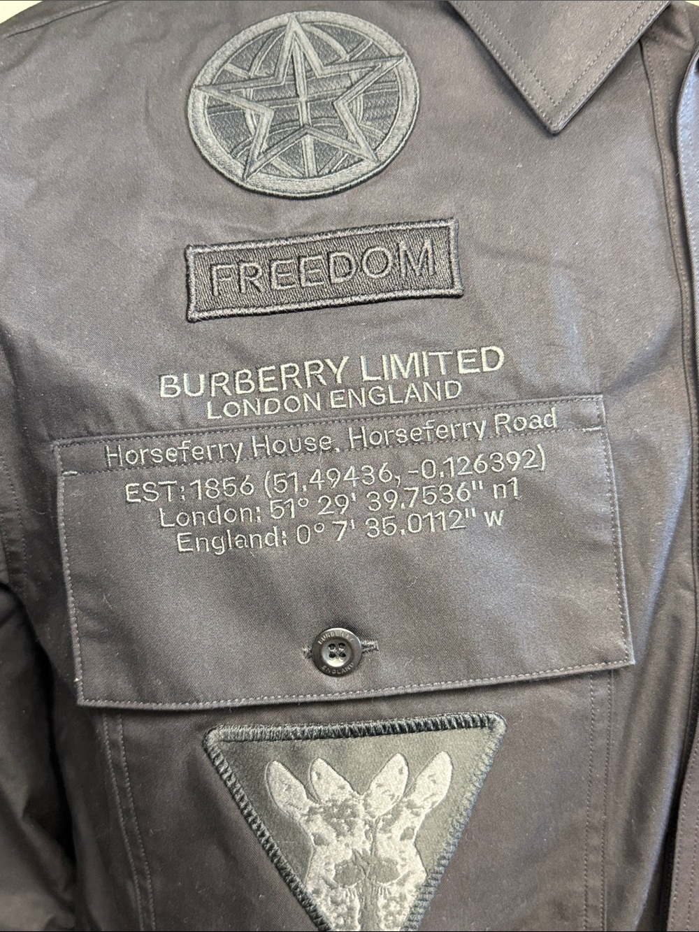 Burberry Utility Patch Button Front Shirt Jacket Black Medium - Picture 3 of 8